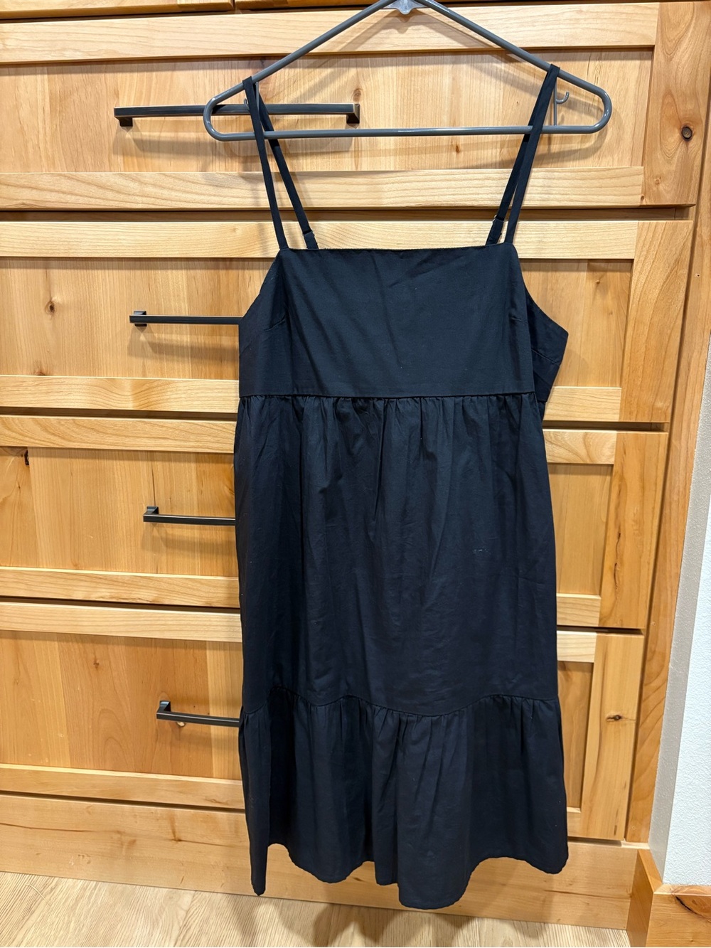 Abound Black Spaghetti Strap Tiered Midi Dress
